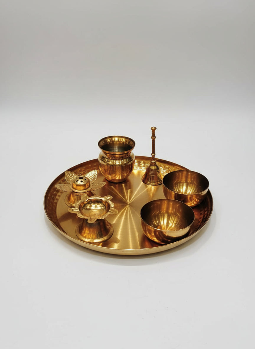Rose Gold 7 Items Pooja Thali Set for diwali/ housewarming